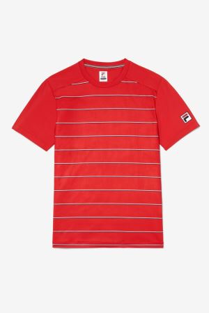 FILA Heritage Striped Crew Shirts Red / Stripes,Mens Tennis | CA.LOJTIE835